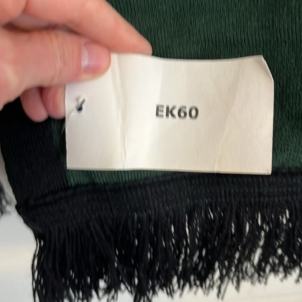 NWT Starbucks Gray, Green & Black Reversible Knit Fringed Scarf Mermaid Unisex
